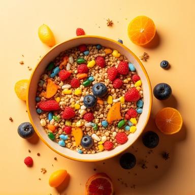 Bunte Müslischale aus Steinzeug