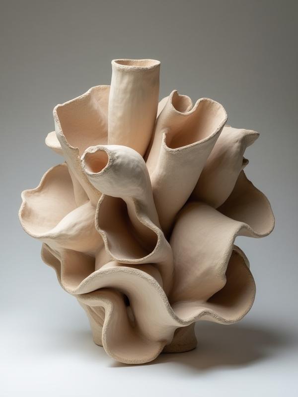 Eine atemberaubende skulpturale Keramik mit komplexen Formen.